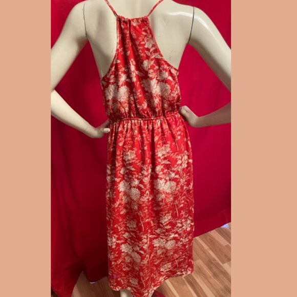 Lucky Brand Red Floral Silk Hi Lo Dress NWT Size Small - Picture 4 of 8